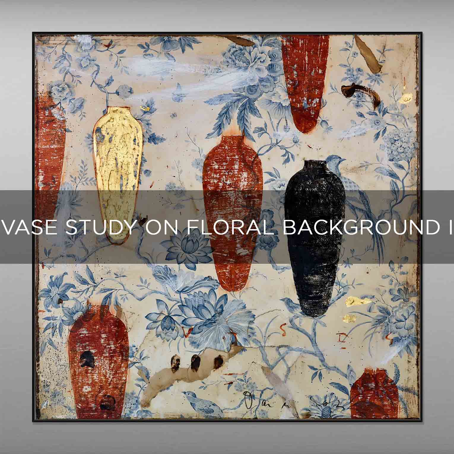 VASE STUDY ON FLORAL BACKGROUND I - QBX DESIGN QUADRI ASTRATTI