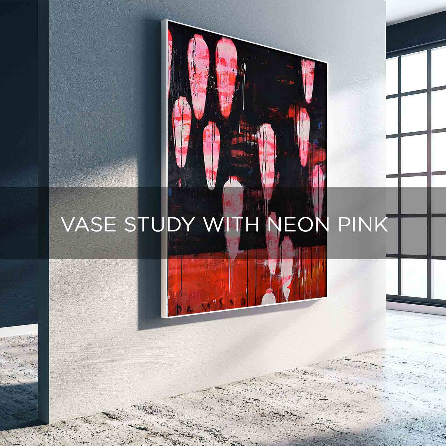 VASE STUDY WHIT NEON PINK